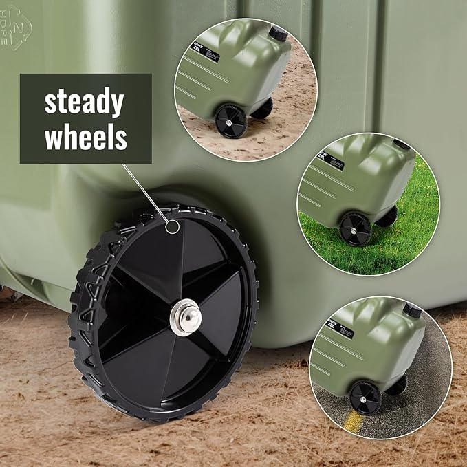 7.4 Gallon Water Jug with Wheels & Folding Handle, GIGYES Rolling Wheel Water Storage Tank for Hiking Camping, Portable
