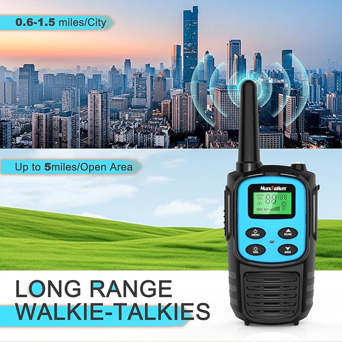 Walkie Talkies Long Range for Adults, Rechargeable Walkie Talkies 6 Pack with 22 FRS Channels, 2 Way Radios, NOAA, Li-ion Battery, LED Flashlight, VOX Gift for Family Camping