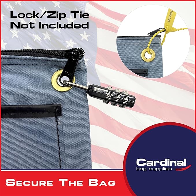 Interoffice Transit Mailbag, Canvas Envelope, Grommet for Padlock & Zip Tie, Large Zipper Pouch, Sack for Documents, 14 x 11 inch (Gray Blue)