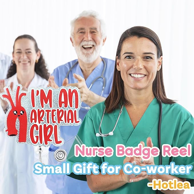 I'm an Arterial Girl Badge Reel with Alligator Clip Funny ID Badge Holders Cute RN LPN CNA MA PCT Badge Buddy Nursing Medical Students Nurse Accessories for Work