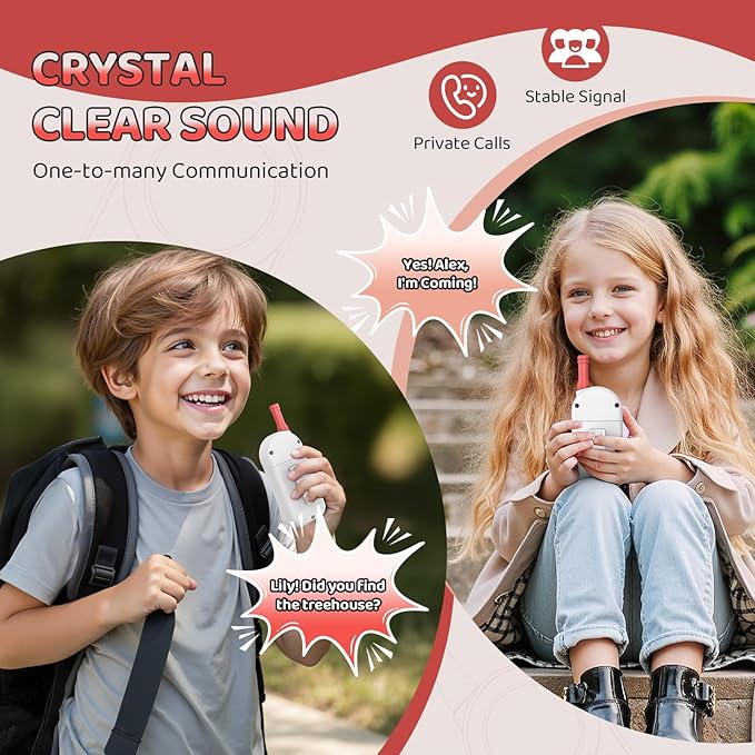 Walkie Talkies for Kids: 22 Channels 2 Way Radio Kids Toys for 3-12 Year Old - 3 Miles Long Range for Outdoor Camping Hiking - Christmas Birthday Gifts for Boys Girls, Red