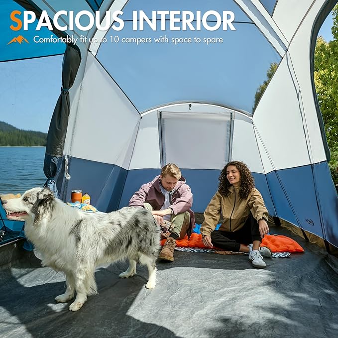 PORTAL 6/8/10 Person Family Camping Tent with Screen Room, Water Resistant Big Tunnel Tents with Rainfly, Large Family Tent for Camping, Outdoor, Patio