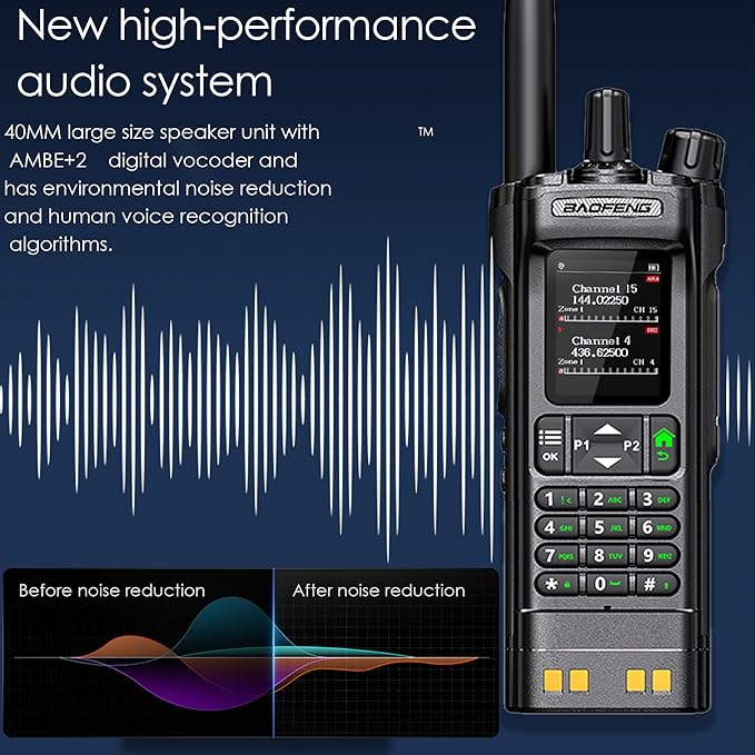 BAOFENG DM32 DMR 10W Long Range Walkie Talkie | Dual Band VHF/UHF | GPS & USB-C Rechargeable | Two Way Radio for Outdoor Hunting Emergency