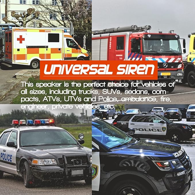 BooYu 200W Compact High-Performance PA Siren Horn Speaker [Ultra Slim] [8 Ohms] [125-135 dB] [IP66 Waterproof] [Capable with Any 100-200 Watt Siren] for Police Car, Ambulance, Fire, Engineer Vehicles