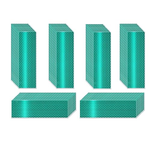 Green Reflective Stickers 2 inch X 6 inch, Outdoor Waterproof High Visibility Warning Safety Adhesive Reflector Tape (60 Pcs)