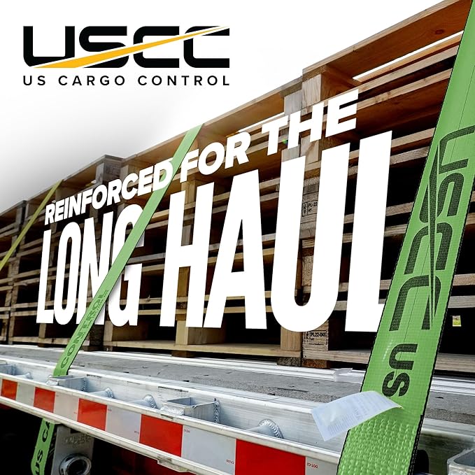 US Cargo Control 4" x 30' Winch Straps with Twisted Sewn Loops (10-Pack), 5,400 LBS Working Load Limit, Heavy Duty Flatbed Tie Downs, Green 4 Inch Straps for Flatbed Trailers and Trucks