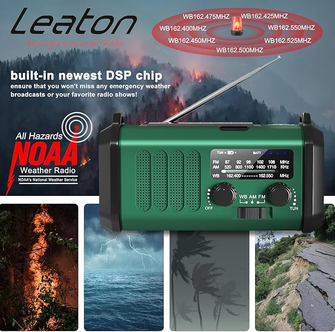 Gifts for Men Dad Husband - Christmas Stocking Stuffers, Emergency Hand Crank NOAA Weather Radio with Solar Charging 20000mAh Battery Built-in Flashlight, Reading Light & SOS Alarm