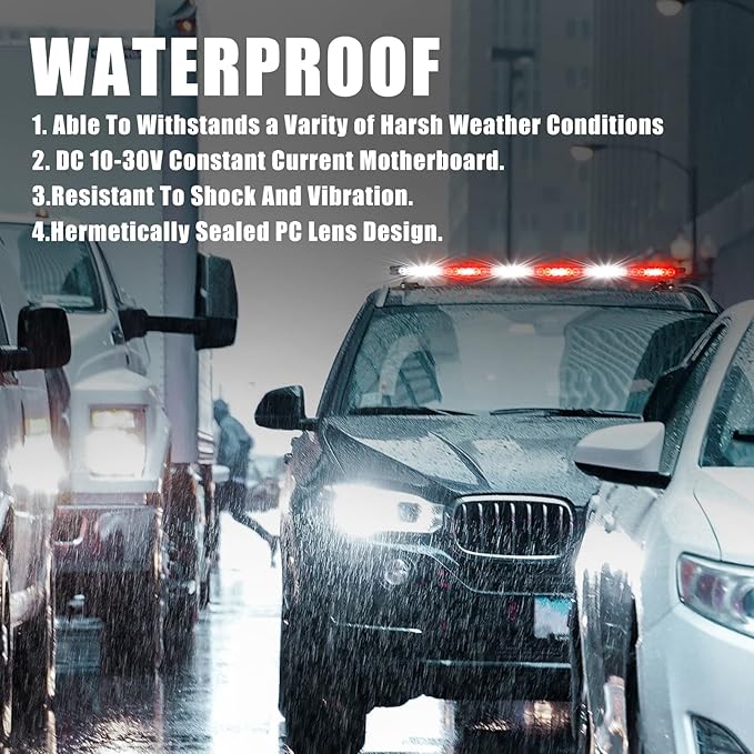 WINECO Red White Roof top light bar Magnetic Flashing 80 LED Emergency Strobe Light Bar for Volunteer POV Firefighter EMS Law Enforcement Vehicles Police Cars, Double Side Safety Warning Beacon Lights