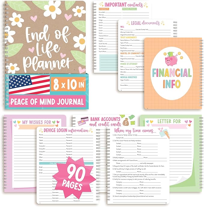 End of Life Planner Organizer Binder - When I Die Book Planners, Death Book Planner Organizer, Death Planning Organizers, Emergency File Notebook, Funeral Planning Books, Designed in USA