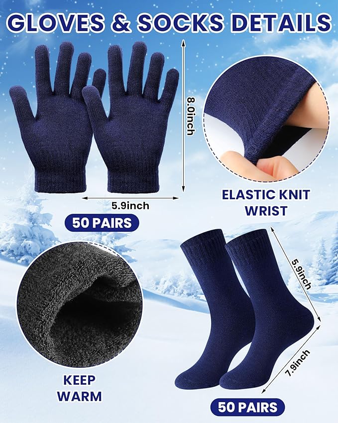 Suhine 150 Pcs Bulk Homeless Supplies Winter Beanies Gloves Socks Set Warm Care Package Homeless Kits for Cold Weather Items