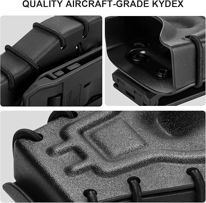Handcuff Case Compatible with ASP, Chain, Hinged, and Rigid Folding Handcuffs – OWB Kydex Cuff Holder with Belt Clip or MOLLE Mount – Fits 1.5"-2.25" Belts – Black/Basketweave Options