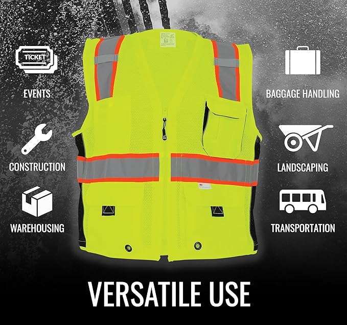 Global Glove High Visibility Safety Vest, Lightweight and Breathable