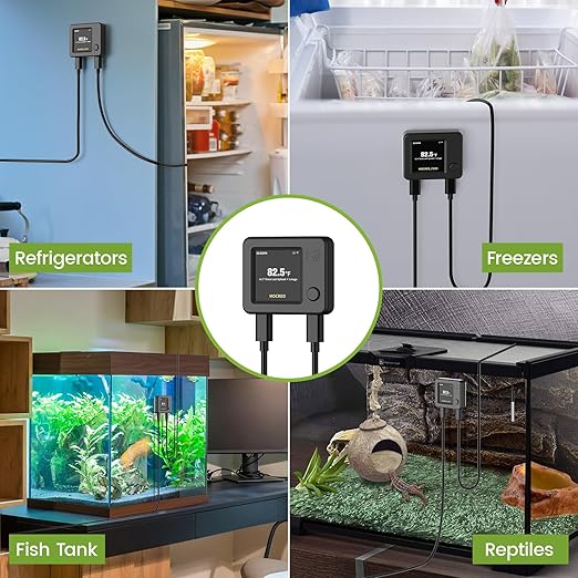 MOCREO WiFi Refrigerator Thermometer with Freezer Alarm, Digital Fridge Temperature Sensor, Email & App Alert, 2-Year Data Export, Remote App Monitor for Kitchen, Fish Tank