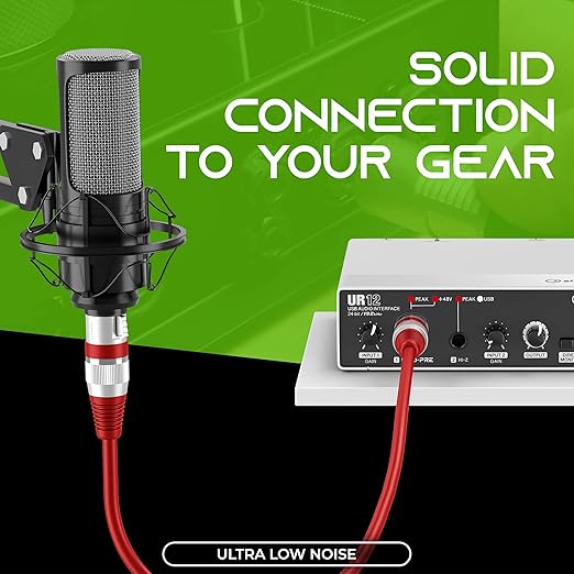 GEARit XLR Male to Female Microphone Cable (100 Feet, 1 Pack) 3-Pin Balanced Shielded Mixer, Recording Studio, Podcast - Red