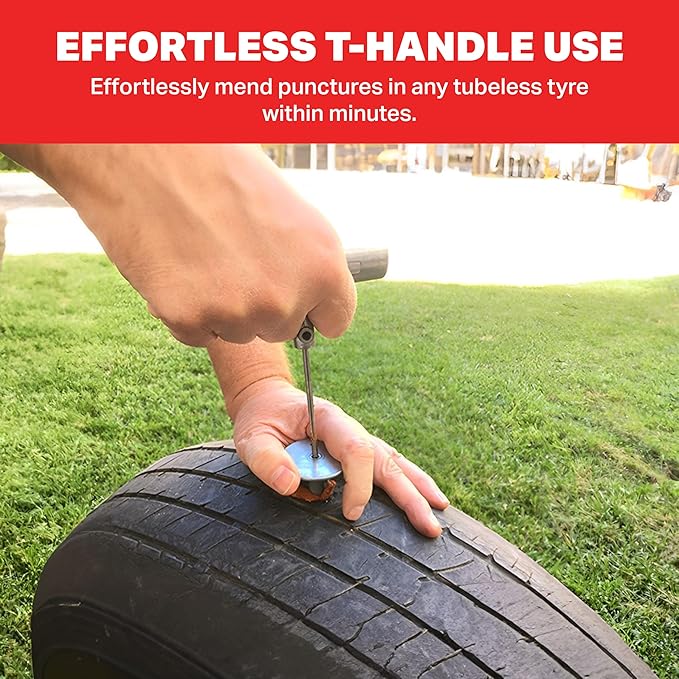 Tire Repair Kit by Boulder Tools - Heavy Duty Plug Kit for Cars, Trucks, Motorcycles, ATVs - Complete Flat Fix Automotive Tools Set with Storage Case, Valve Tool, Pliers, and Repair Plugs