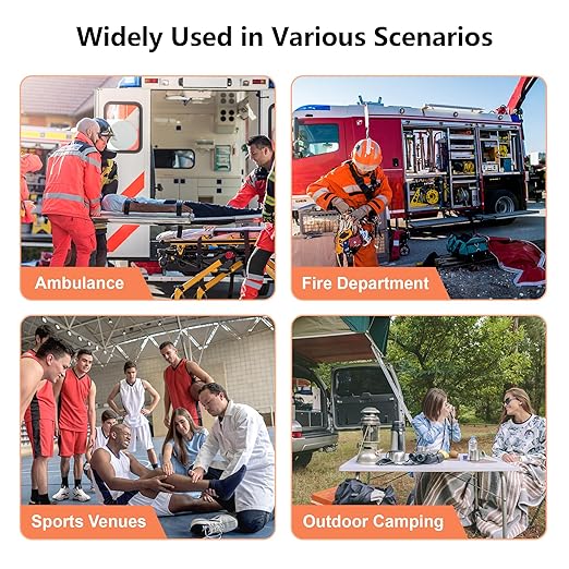 Folding Stretcher for Medical Emergency with Trolley 4 Wheels and Straps, Aluminum Alloy Portable Emergency Medical Stretcher for Hospital, Clinic, Home, Sports Venues, Ambulance