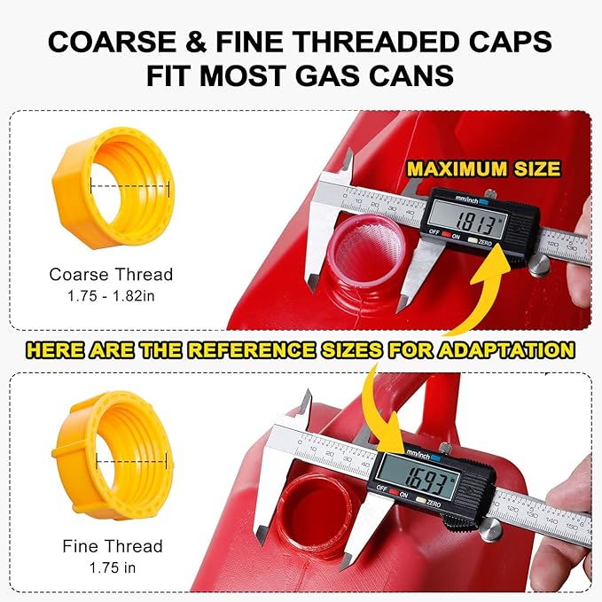 Gas Can Spout Replacement, Gas Can Nozzle Replacement (3 Kits-Yellow). for 1/2/5/10 gallon gas cans. Upgraded replacement gas can spout with flexible nozzle, vent cap, thick rubber pad, spout cover