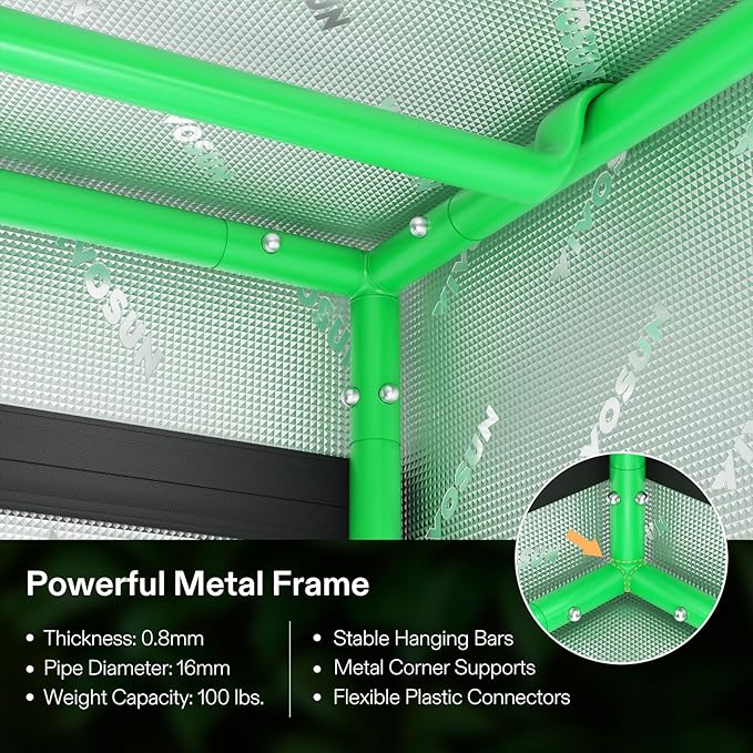 VIVOSUN D548 2-in-1 5x4 Grow Tent, 60"x48"x80" High Reflective Mylar with Multi-Chamber and Floor Tray for Hydroponic Indoor Plant