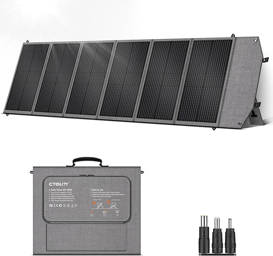 200W Portable Solar Panel for Power Station, Foldable Solar Charger, IP68 Waterproof Solar Panel Kit USB/Type-C/XT60/MC4 Anderson Aviation Output for Outdoor RV Camper Emergency Power Supply