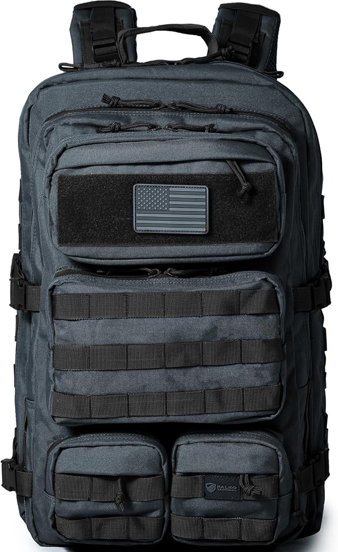 Falko Tactical Backpack for Men and Women 50L Backpack 2.4x Stronger Large Military Molle Rucksack, Bugout Backpack Outdoors