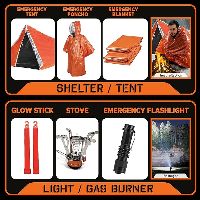 48 Hour Survival Kit - 228 Pieces Survival Gear and Supplies, 45L Go Bag Emergency Backpack, First Aid, Water Filter, Food, Tools, Tent, Camping Essentials, Emergency Preparedness - The Solo