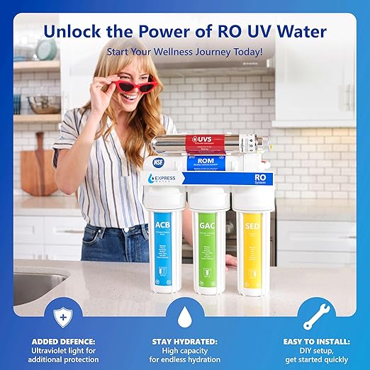 Express Water Reverse Osmosis Ultraviolet Water Filtration System – 100 GPD (Modern Brushed Nickel Faucet)