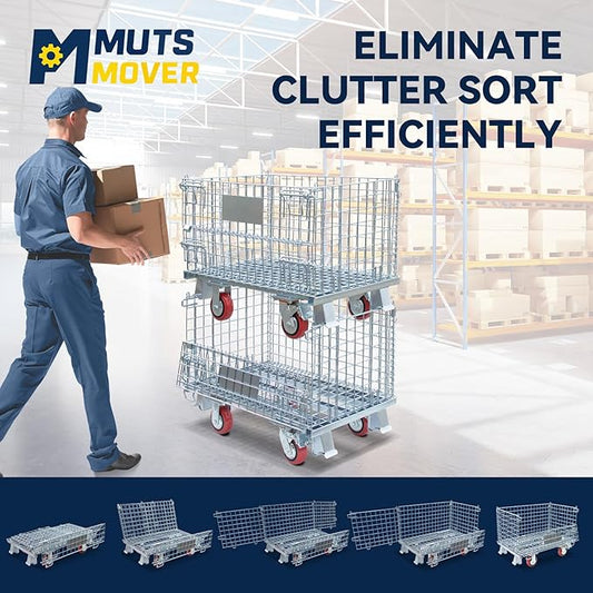 32"x20"x24" Heavy Duty Platform Truck with Cage, Foldable Flatbed Hand Truck Dolly with 4.7” Swivel Casters, 1500LBS Capacity Push Cart for Warehouse, Garage, Grocery, Laundry