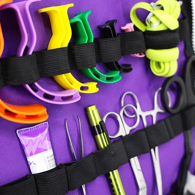 Lightning X Custom Embroidered Trauma Kit & Large EMT Bag w/ 250+ First Aid Supplies & Customized Name Patch | Purple