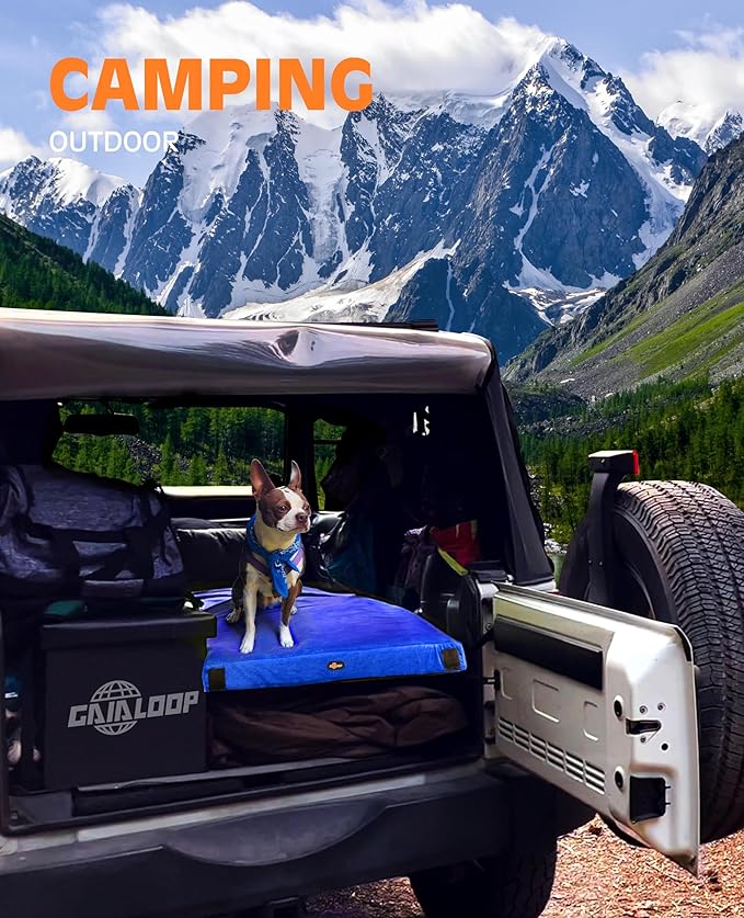 3 Inch Memory Foam Camping Mattress, Dual Layer Thick Sleeping Camp Pad for Car Tent Cot, Roll-Up Portable Glamping Floor Bed for Guests Sleepover