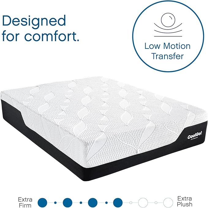 Classic Brands Cool Gel Chill Memory Foam 14-Inch Mattress with 2 BONUS Pillows |CertiPUR-US Certified |Bed-in-a-Box, Queen