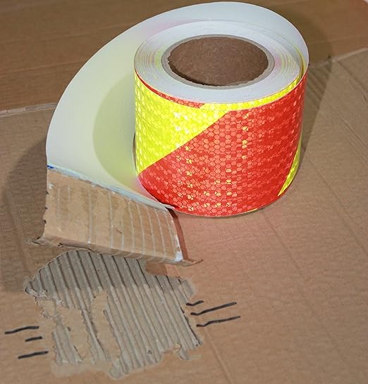 Industrial Reflective Tape 4 inch Wide for Truck, Outdoor Waterproof High Visibility Safety Warning Adhesive Strips (66 feet)