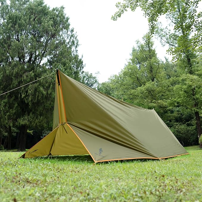 FREE SOLDIER Camping Tarp Waterproof Portable Multifunctional Outdoor Camping Traveling Awning Backpacking Shelter Rain Tarp (Brown 13×13ft)
