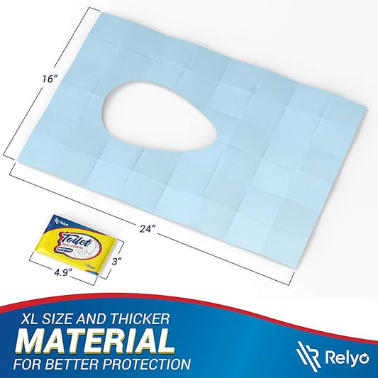 20 Pack XL Disposable Toilet Seat Covers – Waterproof Toilet Cover Sheets with Adhesive Tabs for Adults, Kids & Toddlers, Travel, Public Restrooms, Airplane, Camping