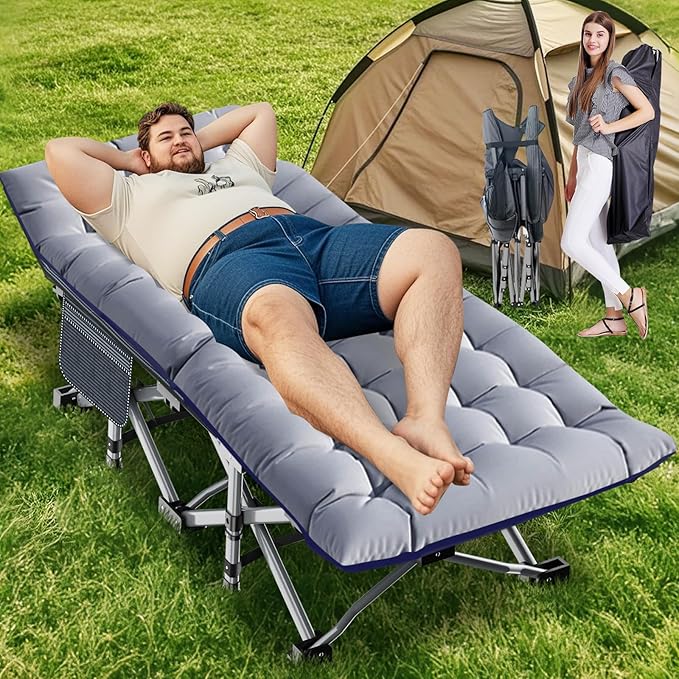 ABORON Heavy-Duty Folding Guest Bed for Adults, 500lb Capacity, Portable Extra Cot with 1237D Double Layer, Ideal for Indoor Guest Stays & Temporary Home Use