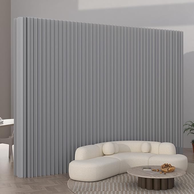 Foldable Room Divider Privacy Screens Movable Temporary Wall Space Partition, 5.25~9.19 FT Tall, 6.56~16.5 FT Width, Choice of Various Sizes and Styles(Gray)