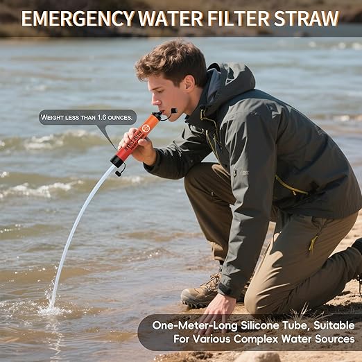 Straw Water Filter 5 Pack – Outdoor Camping & Hiking Survival Gear Kit for Family Use, Ultra-Light Personal Filter Straws for Backpacking, Travel, Bug-Out Bags and Emergency Preparedness