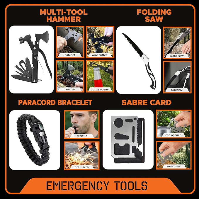 48 Hour Survival Kit - 228 Pieces Survival Gear and Supplies, 45L Go Bag Emergency Backpack, First Aid, Water Filter, Food, Tools, Tent, Camping Essentials, Emergency Preparedness - The Solo