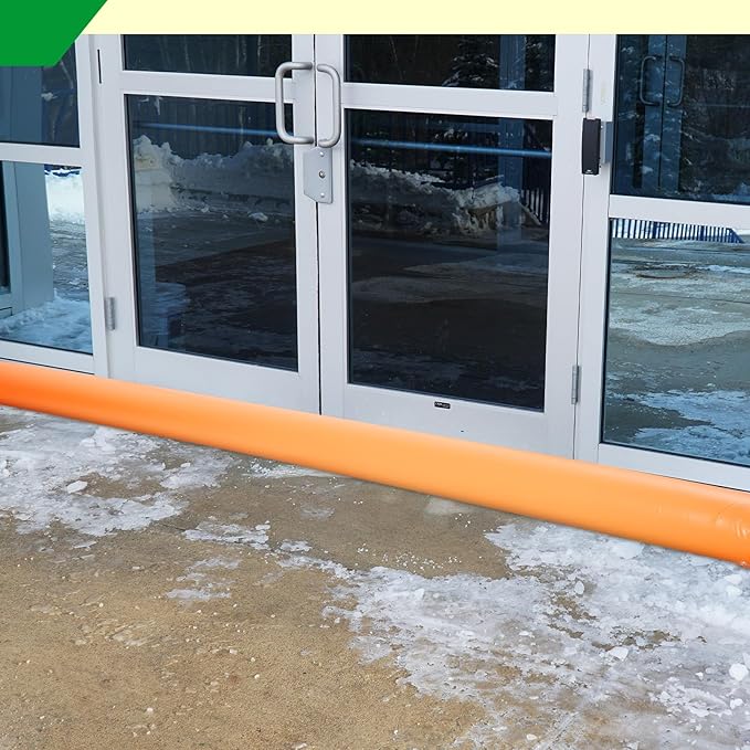 Amylove 4 Pcs PVC Inflatable Flood Barriers for Home Reusable Garage Water Prevention Barriers Flood for Rain Snow Melted Garage Door Basement Home(6 ft x 20 in x 12 in,Orange)