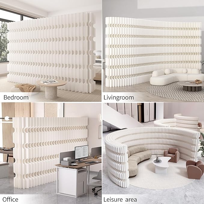 Foldable Room Divider Privacy Screens Movable Temporary Wall Space Partition, 5.25~9.19 FT Tall, 6.56~16.4 FT Width, Choice of Various Sizes and Styles