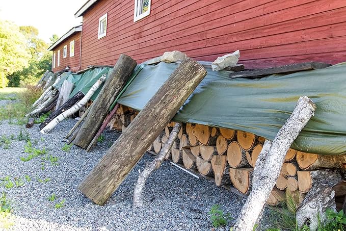 Reversible Heavy Duty Poly Tarp for Wood Piles, Firewood Piles, Construction & Ground Covering - Tear & Water Resistant - 6 x 26 Foot Indoor/Outdoor Tarp, Green and Brown
