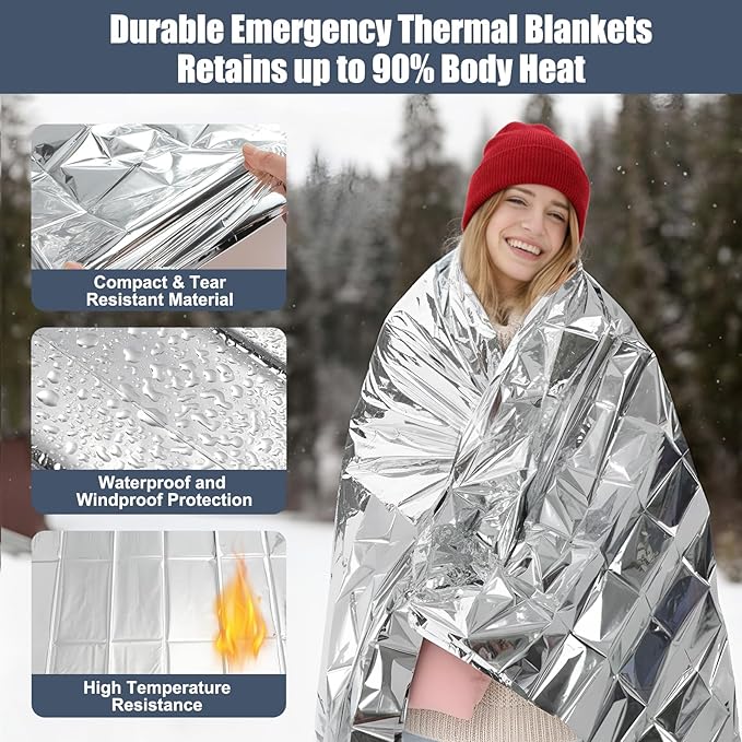 216 Pcs Homeless Care Package Supplies Bulk Winter Emergency Blankets Beanies Hat Gloves Scarves Socks Drawstring Bags for Men Women Cold Weather Camping Outdoor Survival Kit (5 Colors)