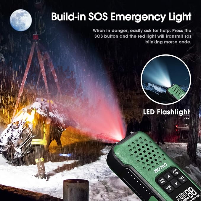 GOCOM G9 IP67 Waterproof Two Way Radios, 2 Way radios Outdoor Adventure NOAA Weather Alert & SOS Emergency Lamp Adult Walkie Talkies Long Range Rechargeable (G9 - Suitcase 4 Pack)