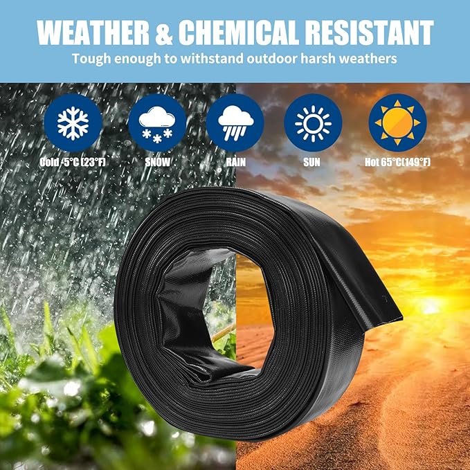 Eastrans 4'' x 25 FT Pool Backwash Hose with 2 Hose Clamps,Extra Heavy Duty Discharge Hose,Drain and Filter Pump Hoses for Swimming Pool,Super wear-resistant,weather blast