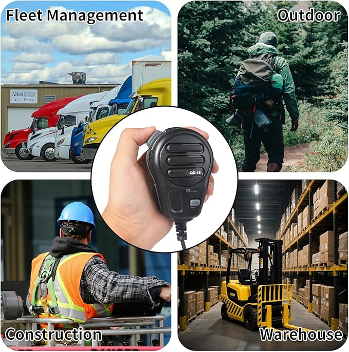 UAYESOK QX-18 Handheld Radio Magnetic Mic, 2 pin K-Type for Kenwood Baofeng Retevis, Walkie Talkie Speaker Mic for Vehicle Car Truck Fleet Off-Road Warehouse Construction (Black)