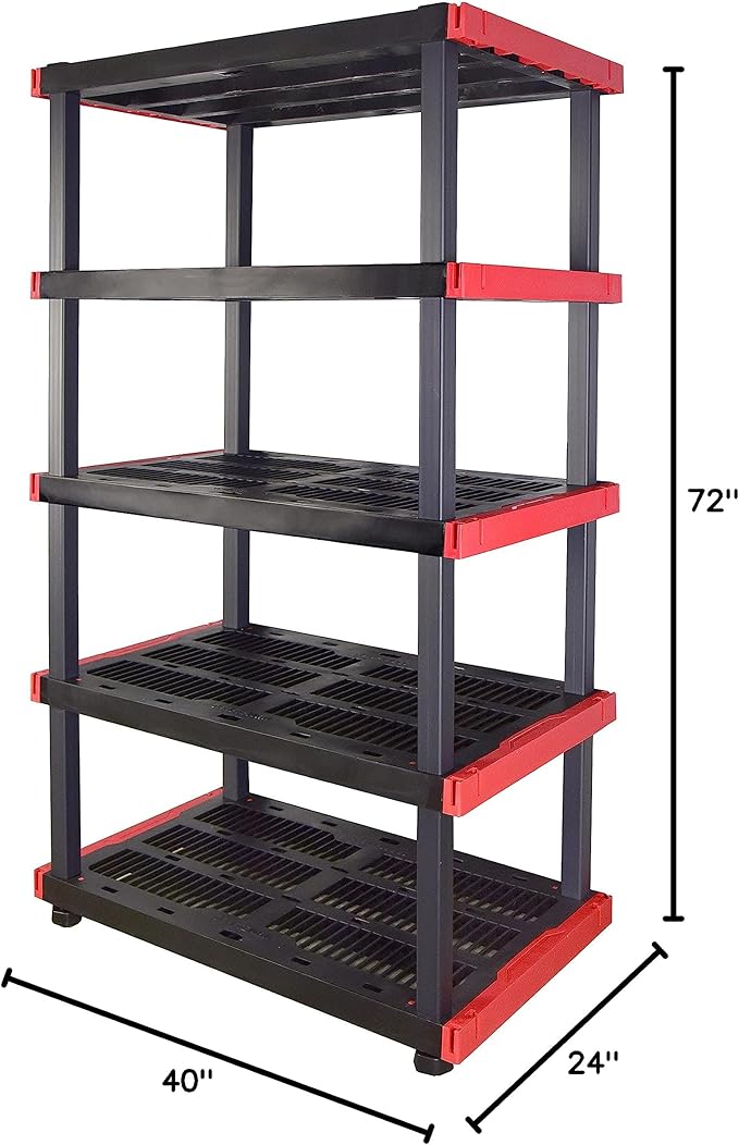 CX Craftsman, 5-Tier Highly Durable Storage Rack, 200lbs/shelf, (72.3”H x 40”W x 24”D), Interlocking Shelving Unit and Weather-Resistant Design, Perfect for Garage, Basement & Workshop