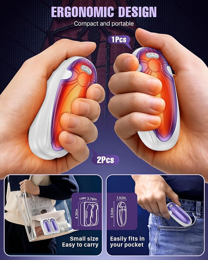 Hand Warmers Rechargerable 2 Pack - 14000mAh Electric AI Handwarmers with Charging Case, Magnetic 2 in 1 Pocket Heater, Stocking Stuffers, Gifts for Women/Christmas/Golf/Camping Accessories