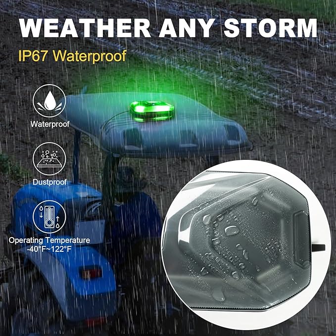 Agrieyes Magnetic Strobe Light for Trucks, 68 LED Amber Emergency Light Bar for Vehicles, Smoked LENS Beacon Flashing Warning Security Caution for Plow Snow Trailer Tractor Safety Waterproof Green