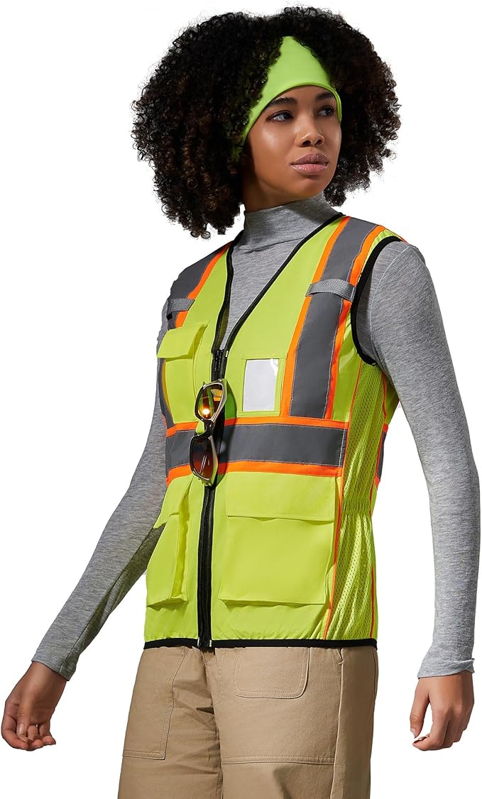 AYKRM Custom Logo Personalised Printed High Visibility Reflective 2 two tone work construction Safety Vest