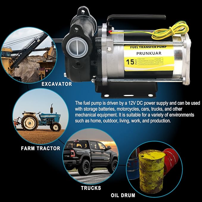 12V Automatic Gasoline Fuel Transfer Pump Kit,15 GPM Heavy-duty Self Priming Portable Self-priming Fuel Oil Transfer Pump for Gasoline, Diesel, Kerosene, Mineral Spirits and More