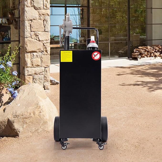 40 Gallon Fuel Caddy, Portable Gas & Diesel Storage Tank with Manual Pump, Fuel Caddy with 4 Wheels for Refueling Cars, Trucks, Lawn Mowers, ATVs, and Boats.